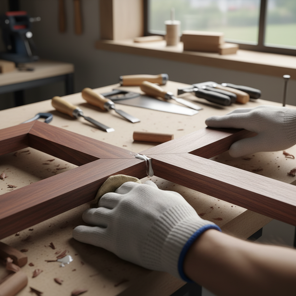 Picture frame miter joint closeup