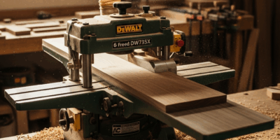 benchtop thickness planer in a woodworking shop with wood sh 20260331 084120