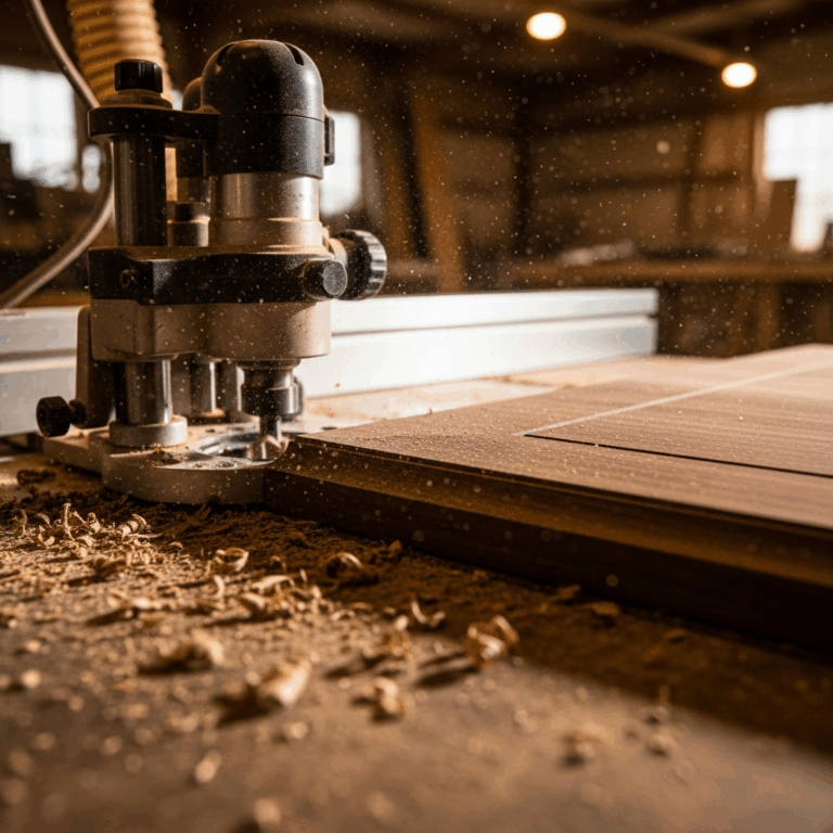 router table in a woodworking shop with router bit cutting a 20260331 084311